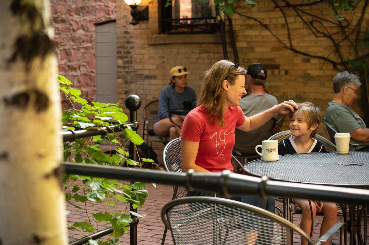 Late for the Train Coffee House – outside on the patio downtown